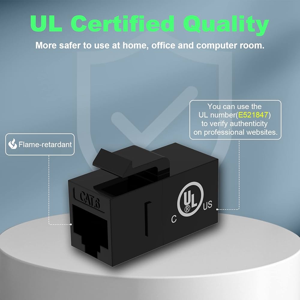 VCE Keystone RJ45 Coupler CAT6 UL Listed, 25-Pack Ethernet